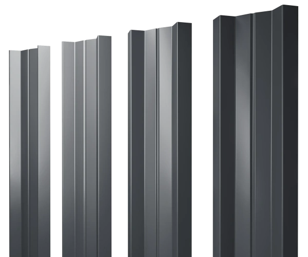 Евроштакетник двусторонний М-образный 0,5x110 мм серый RAL 7024 1м