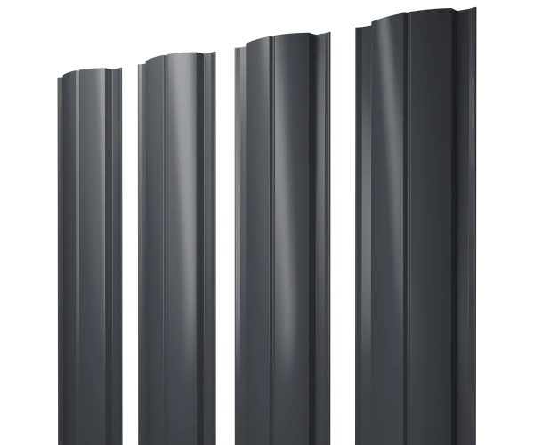 Евроштакетник двусторонний Полукруглый 0,5x110 мм серый RAL 7024 1м