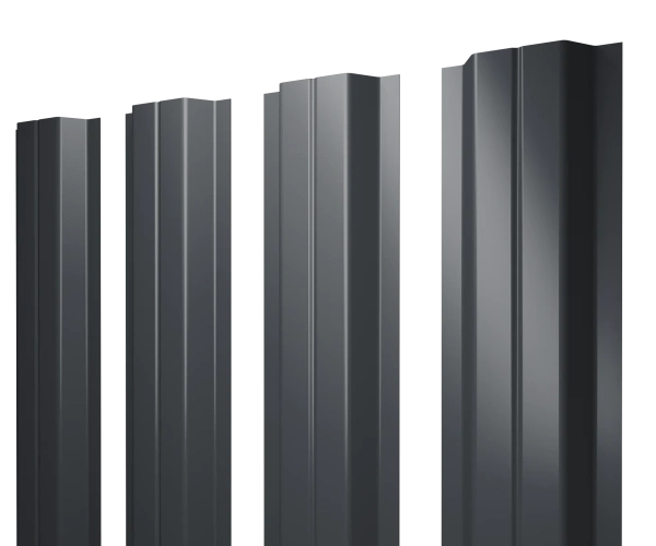 Евроштакетник двусторонний П-образный 0,5x110 мм серый RAL  7024 1м