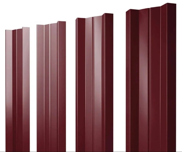 Евроштакетник М-образный 0,5x110 мм вишневый RAL 3005 1м